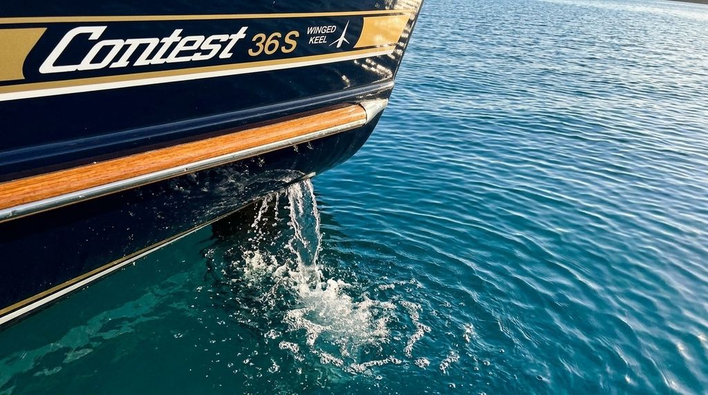 Kühlwasser strömt aus dem Auslass am Rumpf